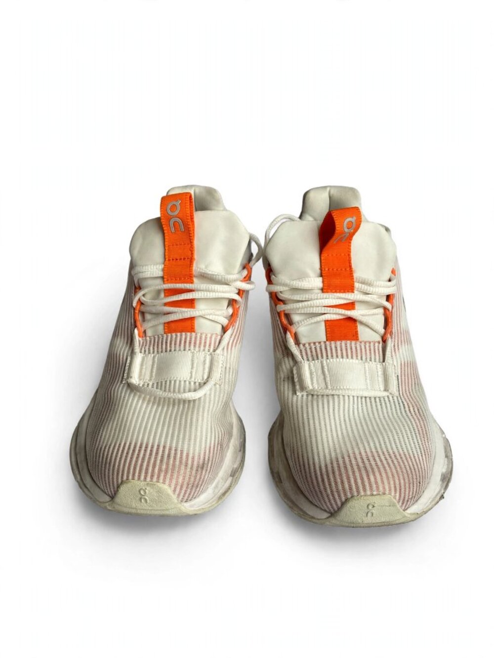 On Cloud White/Orange Running Shoes, CloudTec, Women's US 7 (EU 38)